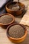 Perilla seed in wooden bowl, Healthy herbal seed