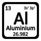 Periodic table element aluminium icon.