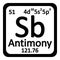 Periodic table element antimony icon.