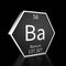 Periodic Table Element Barium Rendered Metal on Black on Black