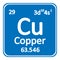 Periodic table element copper icon.