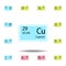 Periodic table element cuprum color icon. Set of chemical sign color icon. Signs and symbols collection icon for websites, web