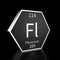 Periodic Table Element Flerovium Rendered Metal on Black on Black