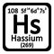 Periodic table element hassium icon.