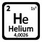 Periodic table element helium icon.