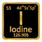 Periodic table element iodine icon.