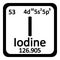 Periodic table element iodine icon.