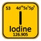 Periodic table element iodine icon.