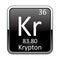 The periodic table element Krypton. Vector illustration