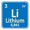 Periodic table element lithium icon.