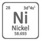 Periodic table element nickel icon.