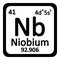 Periodic table element niobium icon.