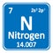 Periodic table element nitrogen icon.