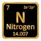 Periodic table element nitrogen icon.