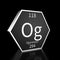 Periodic Table Element Oganesson Rendered Metal on Black on Black