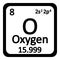 Periodic table element oxygen icon.