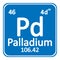 Periodic table element palladium icon.