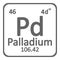 Periodic table element palladium icon.