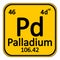Periodic table element palladium icon.