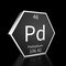 Periodic Table Element Palladium Rendered Metal on Black on Black