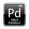 The periodic table element Palladium. Vector illustration