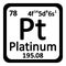 Periodic table element platinum icon.