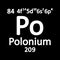 Periodic table element polonium icon.