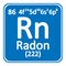 Periodic table element radon icon.