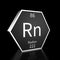 Periodic Table Element Radon Rendered Metal on Black on Black