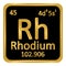 Periodic table element rhodium icon.