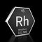 Periodic Table Element Rhodium Rendered Metal on Black on Black