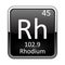 The periodic table element Rhodium. Vector illustration