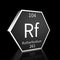 Periodic Table Element Rutherfordium Rendered Metal on Black on Black