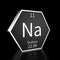 Periodic Table Element Sodium Rendered Metal on Black on Black