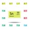 Periodic table element stannum color icon. Set of chemical sign color icon. Signs and symbols collection icon for websites, web