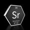 Periodic Table Element Strontium Rendered Metal on Black on Black