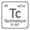 Periodic table element technetium icon.