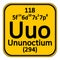 Periodic table element ununoctium icon.
