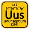Periodic table element ununseptium icon.