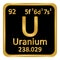 Periodic table element uranium icon.