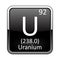 The periodic table element Uranium. Vector illustration