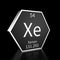 Periodic Table Element Xenon Rendered Metal on Black on Black