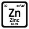 Periodic table element zinc icon.