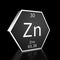 Periodic Table Element Zinc Rendered Metal on Black on Black