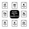 Periodic Table of Elements Icon button set in black and white Elements atomic number 17-24 for science concepts and experiments.