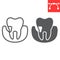 Periodontitis line and glyph icon, dental and stomatolgy, periodontal tooth sign vector graphics, editable stroke linear