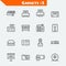 Peripheral devices and gadgets icon set