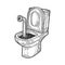 Periscope in toilet sketch vector illustration