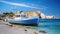 Perissa Beach in Santorini Greece. Generative Ai