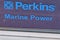 Perkins marine power logo brand and text sign company manufactures marine engines